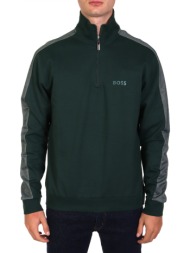 boss homewear φουτερ fullzip tracksuit 1/4 jacket πρασινο