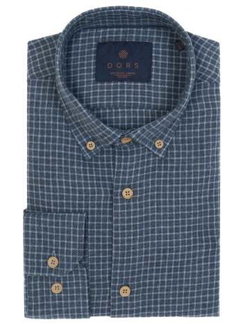 dors πουκαμισο button down flannel καρω logo μπλε σε προσφορά