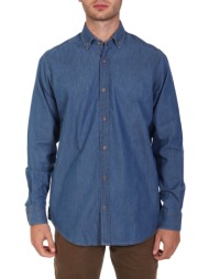 dors πουκαμισο button down denim logo μπλε