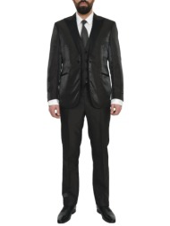 corneliani κοστουμι smokin με γιλεκο ριγε καφε-μαυρο