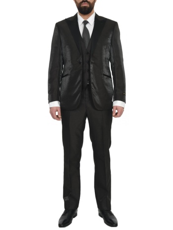 corneliani κοστουμι smokin με γιλεκο ριγε καφε-μαυρο σε προσφορά