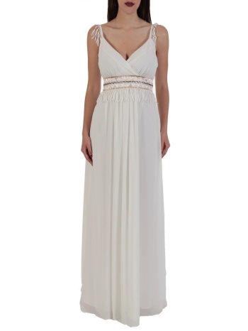 twins φορεμα μαχι τιραντα κροσια φασα χρυση μεση λευκο σε προσφορά