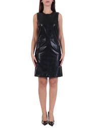 michael kors φορεμα λαιμοκοψη feux leather παρτοι ωμοι μαυρο