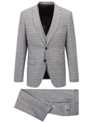 boss κοστουμι καρω με γιλεκο slim fit h-huge-3pcs-222 γκρι