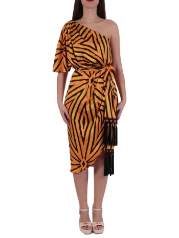 twins fantasy φορεμα one shoulder πιετες κρουαζε ζωνη σε προσφορά