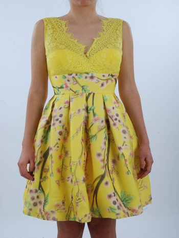 allure φορεμα αμανικο floral κιτρινο σε προσφορά