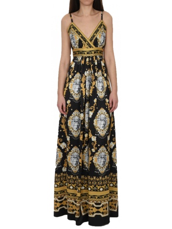 twins φορεμα μακρυ τιραντε v-neck εμπριμε μαυρο σε προσφορά