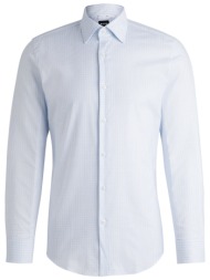 boss πουκαμισο μικροσχεδιο slim fit stretch h-hank-kent-c1-214 σιελ-μπλε