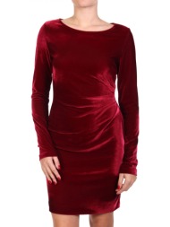 marella emme φορεμα ciuffo βελουδο ντραπε μπορντω