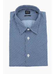 boss πουκαμσο slim fit all over logo p-roan-kent-c1-233 μπλε-λευκο