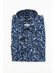 boss πουκαμισο floral slim fit stretch h-hank-kent-c1-214 μπλε