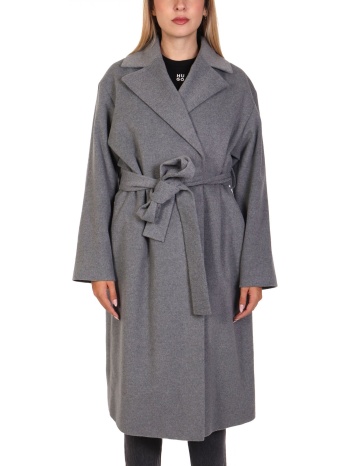 hugo παλτο mabellina ζωνη γκρι σε προσφορά