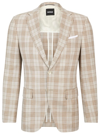 boss σακακι καρω slim fit h-hutson-233 μπεζ
