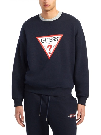 guess jeans φουτερ crewneck oversized fit logo μπλε σε προσφορά