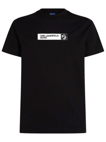 karl lagerfeld jeans t-shirt klj slim graphic tee μαυρο