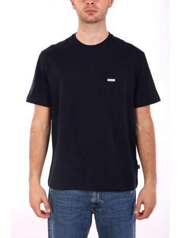 guess jeans t-shirt crewneck regular fit logo μπλε σε προσφορά