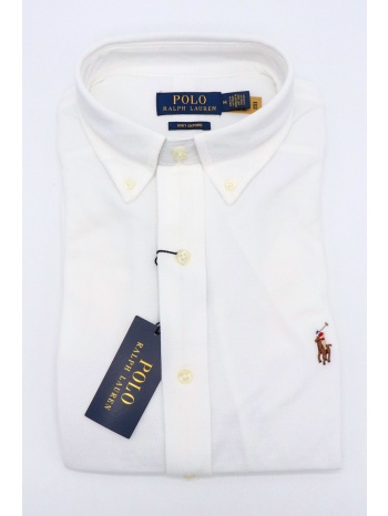 ralph lauren πουκαμισο button down knit oxford logo λευκο σε προσφορά