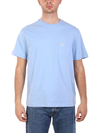 guess jeans t-shirt crewneck regular fit logo σιελ σε προσφορά