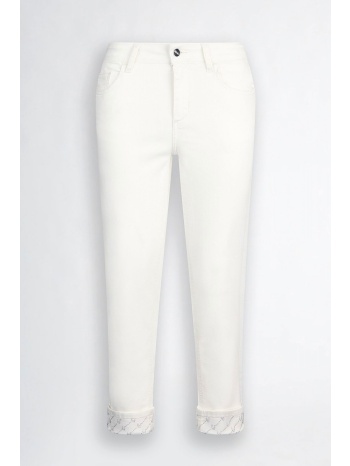 liu-jo παντελονι jeans skinny monroe ρεβερ στρας logo λευκο σε προσφορά