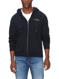 guess jeans φουτερ ziphood regular fit am trad logo μπλε