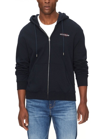 guess jeans φουτερ ziphood regular fit am trad logo μπλε σε προσφορά