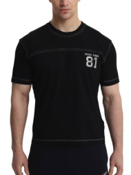 guess jeans t-shirt crewneck oversized fit logo μαυρο