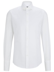 boss πουκαμισο μανικετοκουμπο slim fit stretch h-hank-spread-dc-214 λευκο