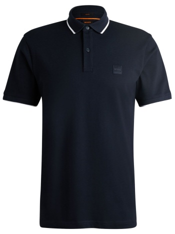 boss casual κοντομανικο polo slim fit passertip μπλε