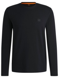boss casual t-shirt μακρυμανικο regular fit tacks μαυρο