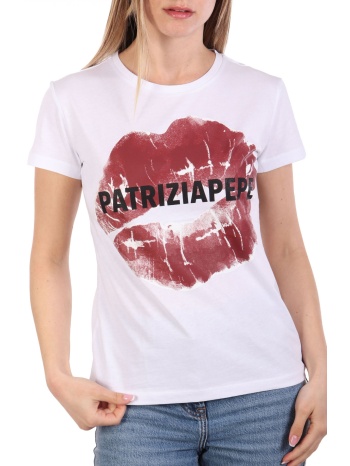 patrizia pepe maglia t-shirt logo λευκο-μπορντω σε προσφορά