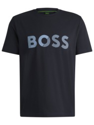 boss athleisure t-shirt regular fit tee tape logo σκουρο μπλε