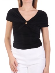 elisabetta franchi μπλουζα top v-neck ντραπε μαυρο