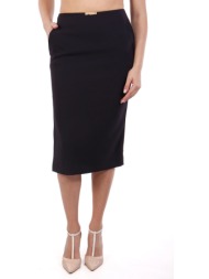 elisabetta franchi φουστα pensil ανοιγμα πλαι χρυση λεπτομερεια μαυρο