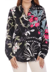 marella emme πουκαμισο nizza σατεν εμπριμε μαυρο