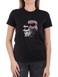 karl lagerfeld t-shirt ikon rs duo στρας logo μαυρο