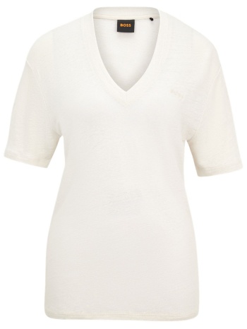 boss t-shirt c_ela v-neck logo εκρου σε προσφορά