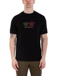 karl lagerfeld t-shirt crew neck multicolour logo μαυρο