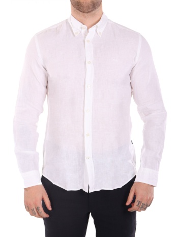 boss πουκαμισο button down λινο slim fit h-roan-bd-e-c1-243