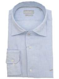 michael kors πουκαμισο slim fit λινο σιελ