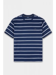 paul&sharkk t-shirt crew neck ριγε metallic logo μπλε-λευκο