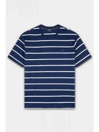 paul&sharkk t-shirt crew neck ριγε metallic logo μπλε-λευκο σε προσφορά