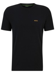 boss athleisure t-shirt tee gold logo μαυρο