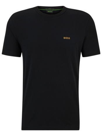 boss athleisure t-shirt tee gold logo μαυρο