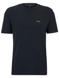 boss athleisure t-shirt tee gold logo μπλε
