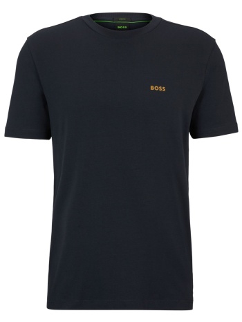 boss athleisure t-shirt tee gold logo μπλε