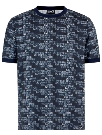 armani 7 t-shirt all over logo μπλε σε προσφορά