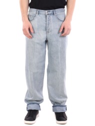 emporio armani παντελονι jeans j74 loose fit regular waist mide widw leg γαλαζιο
