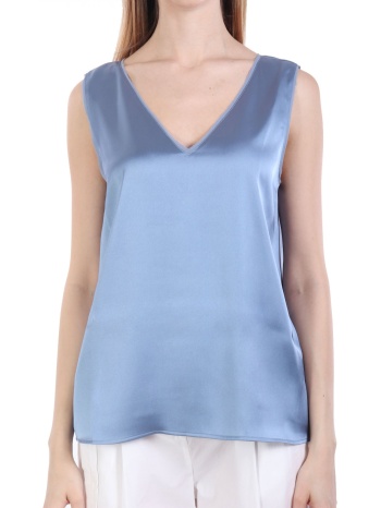 marella top lien σατεν v-neck σιελ σε προσφορά