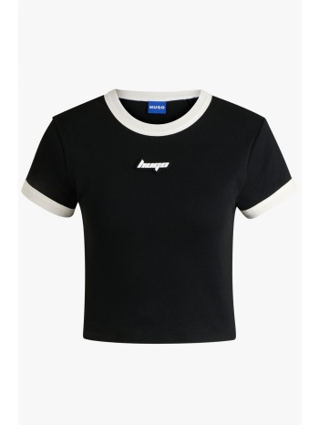 hugo blue t-shirt dalia_b_1 logo λευκο-μαυρο σε προσφορά