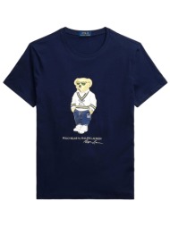 ralph lauren t-shirt custom slim fit logo bear μπλε